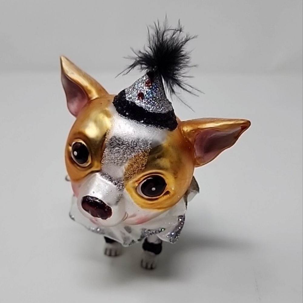 Robert Stanley Handmade Silver and Gold Party Dog Figurine Ornament